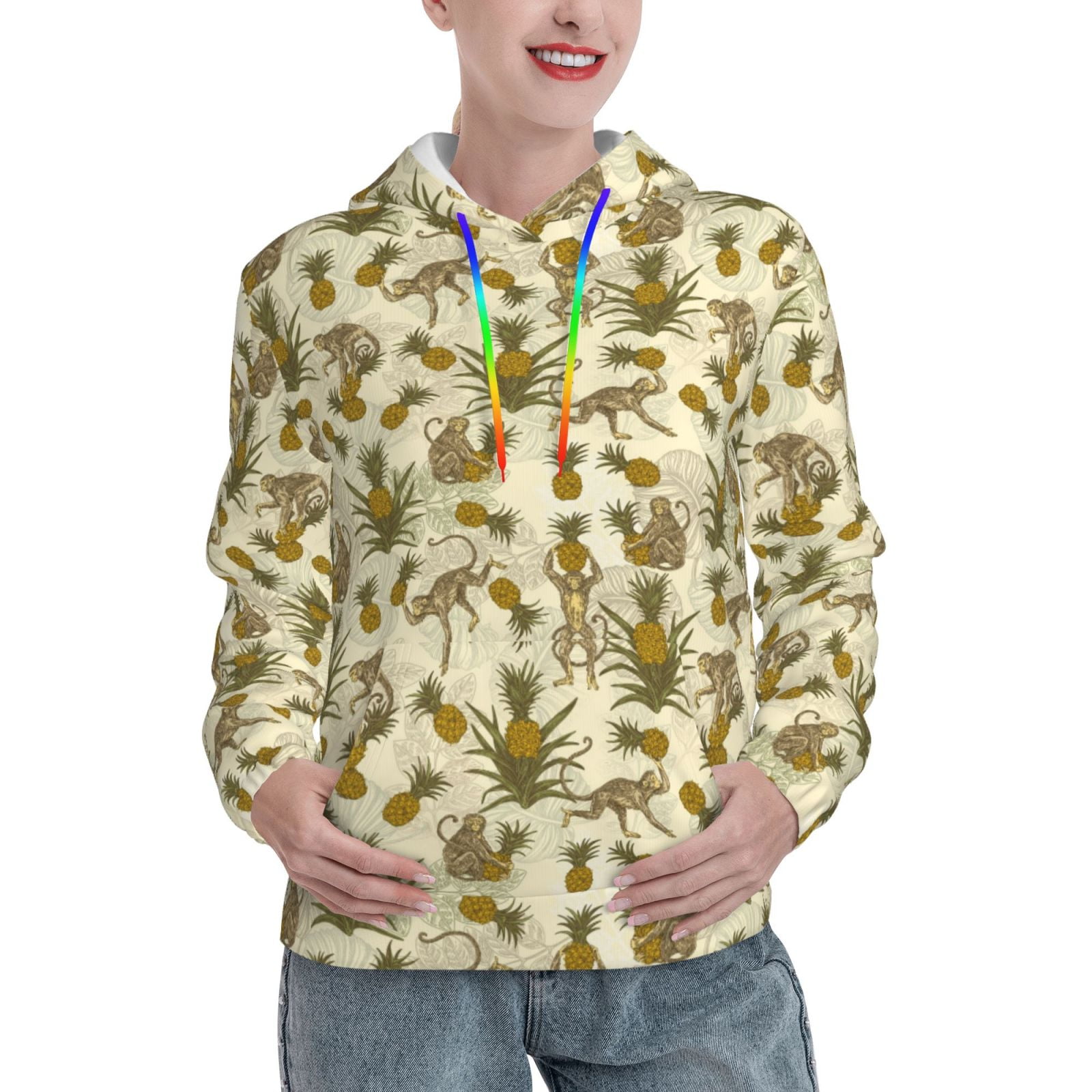 Monkey Print Pattern Women Crewneck Sweatshirt