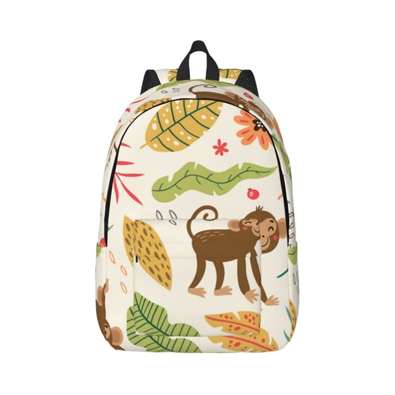 Honeii Monkeys in the Jungle Print Canvas College Laptop Backpack, Durable Rucksack Travel Notebook Bag School Backpack Book Bag for Men Women-Small