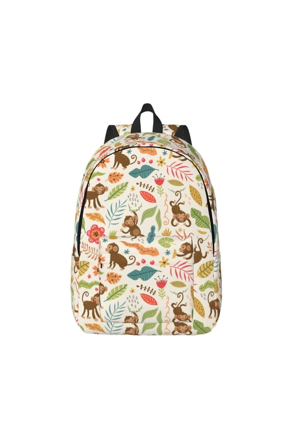 Monkeys in the Jungle Print Canvas College Laptop Backpack, Durable Rucksack Travel Notebook Bag School Backpack Book Bag for Men Women-Small