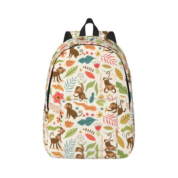 Honeii Monkeys in the Jungle Print Canvas College Laptop Backpack, Durable Rucksack Travel Notebook Bag School Backpack Book Bag for Men Women-Small