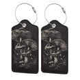 thumbnail image 1 of Honeii Monochrome Mushroom Artwork Print Leather Luggage Tag for Suitcases,ID Tags,Bag Tags for Luggage,Functional Travel Tag-4 PCS, 1 of 5