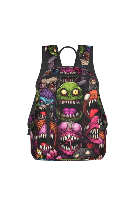 Monstrous Cartoon Characters Print Lightweight Backpacks,Carry on Backpack,Durable Backpack for School, Work & Travel