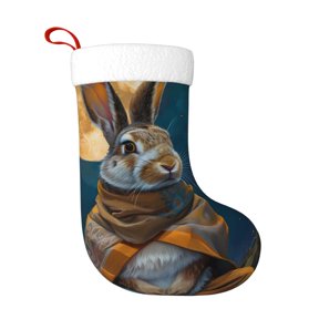 Honeii Moon Night Sky Cute Rabbit for Christmas Stocking,Large Xmas Stocking,Holiday and Family Stocking for Fireplace Christmas Holiday Party Decoration