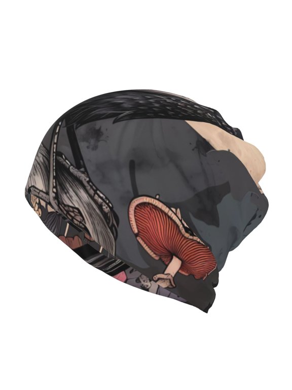 Moonlit Crow Blossoms Print Winter Beanie Daily Hat - Thermal Polar Fleece Ski Running Hat Skull Cap for Men and Women,Beanie