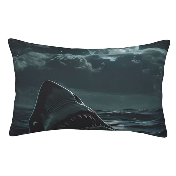 Honeii Moonlit Night Sky Shark Print Pillow Cases,Plush Throw Pillow Covers,Decorative Pillowcase for Sofa, Couch, Living Room-14"x20"