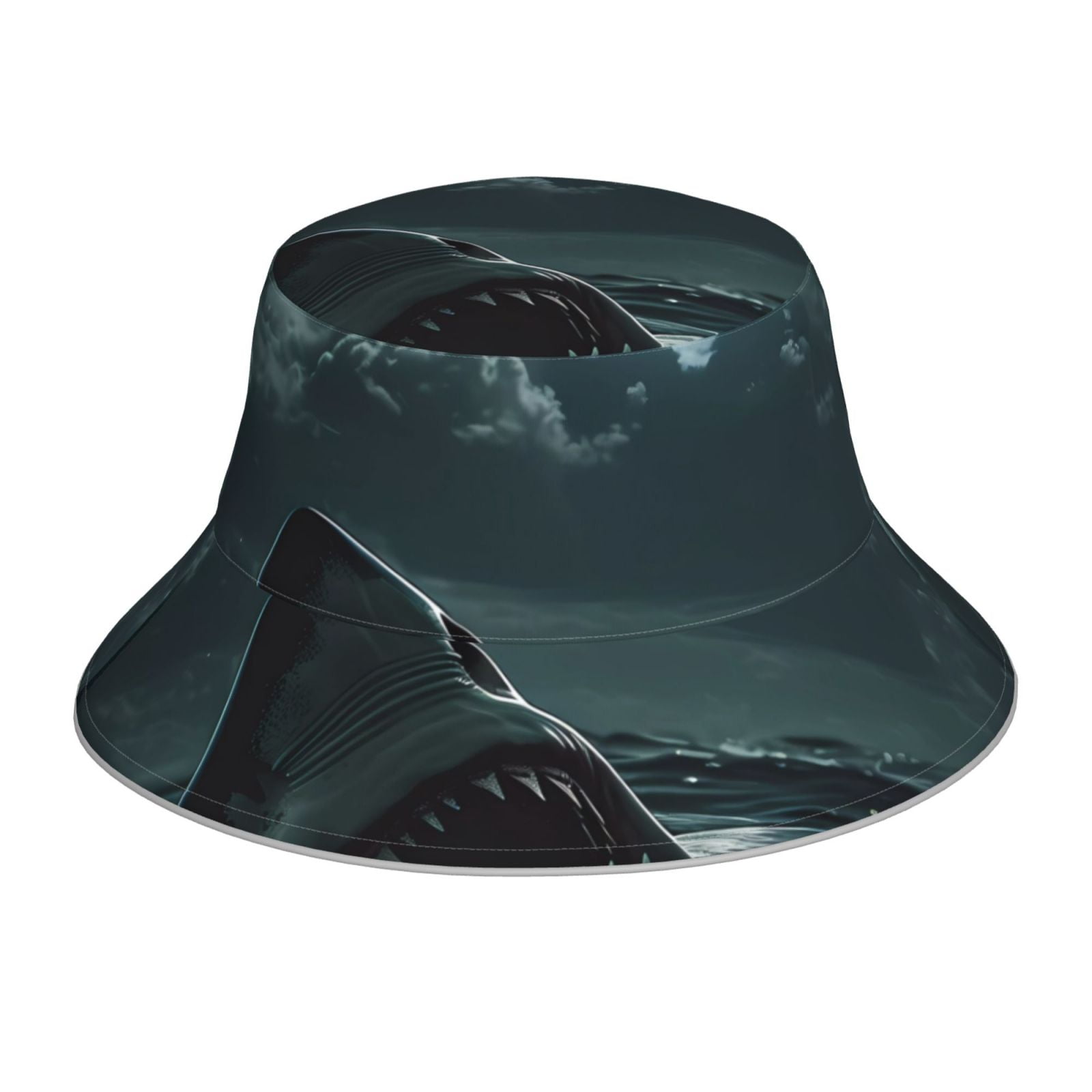 Honeii Moonlit Night Sky Shark for Unisex Bucket Hat Waterproof Rain ...