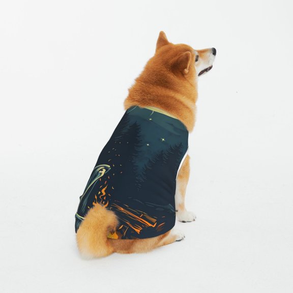 Honeii Moonlit Skeleton Campfire Pattern 100% Cotton Dog Clothes Dog Costumes Doggie Shirts Puppy Shirt Pet Vest Tank Top Cat Tee-XX-Large