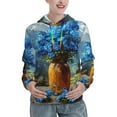 thumbnail image 1 of Honeii Mountain Blue Flowers Vase Pattern Womens Oversized Hoodies Long Sleeve Sweatshirts Pullover Fall Outfits with Pocket-Large, 1 of 7