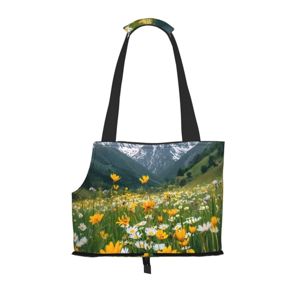 Honeii Mountain Daisy Meadow Pattern Pet Carrier Bag for Puppy,Cat Small Dog Carrier Handbag,Pets Tote Purse Picnic Travel Outdoor