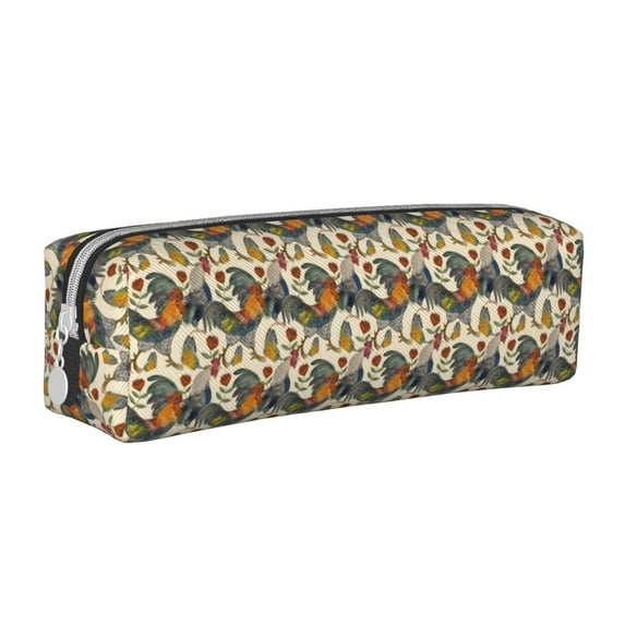 Honeii Multi-Colored Roosters Pattern Pencil Case, Pencil Pouch, Pencil Case Small, Pencil Pouch Aesthetic, PVC Pencil Pouch, Pencil Bag, Makeup Pouch