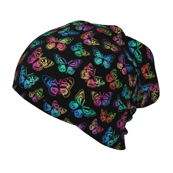 Honeii Multicolored Butterflies Print Kids Knit Beanie Watch Hat ,Knit Cap for Boys and Girls