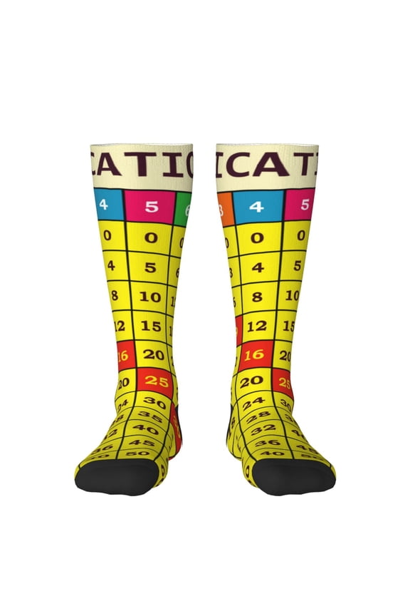 Multiplication Table2 Print Long Socks,Novelty Design Socks Gift for Men and Women,Crew Socks,Calf Socks