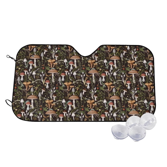 Honeii Mushroom Garnish Print Car Sunshade for Windshield,Car Cover Sunshade Protector,Foldable Front Window Sun Visor,Fits Cars, SUVs, Trucks