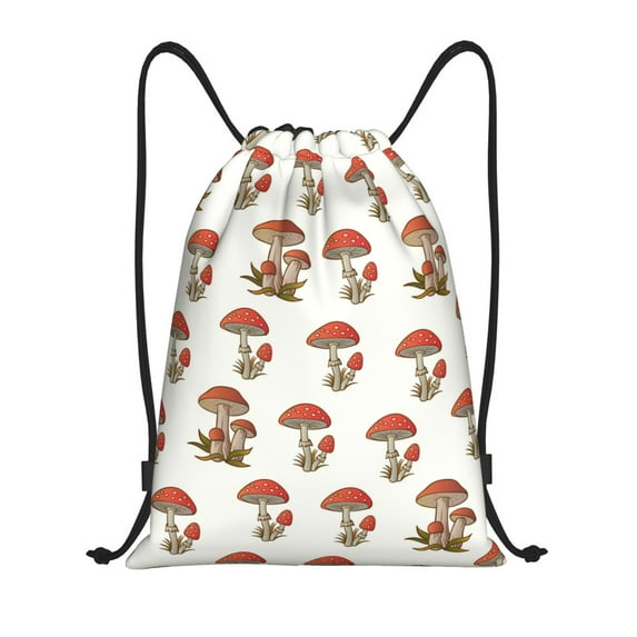 Honeii Mushroom Print Drawstring Backpack,Drawstring Bags String Backpack Gym Cinch Sack Backpack Sport Bag Draw-Medium