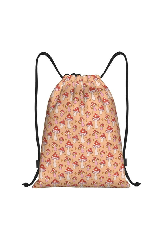 Mushroom Print Drawstring Backpack,Drawstring Bags String Backpack Gym Cinch Sack Backpack Sport Bag Draw-Small