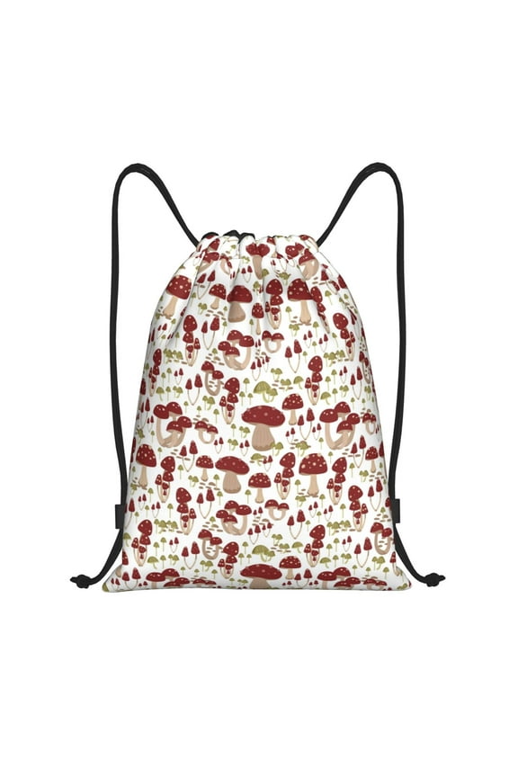 Mushroom Print Drawstring Backpack,Drawstring Bags String Backpack Gym Cinch Sack Backpack Sport Bag Draw-Small