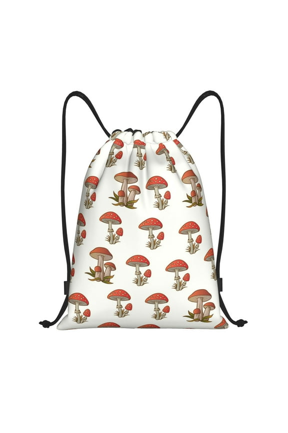 Mushroom Print Drawstring Backpack,Drawstring Bags String Backpack Gym Cinch Sack Backpack Sport Bag Draw-Small