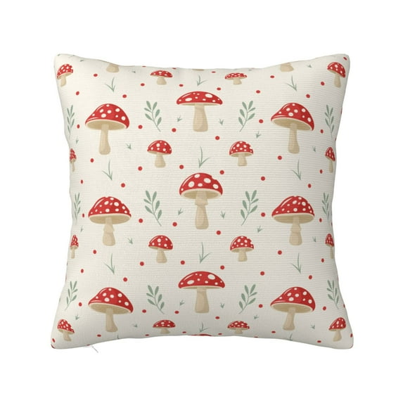 Honeii Mushroom Print Throw Pillow, Square Decorative Pillow Forms Soft Fluffy Plump Pillow Decorative Pillow Inserts,Couch Pillows-24"x24"