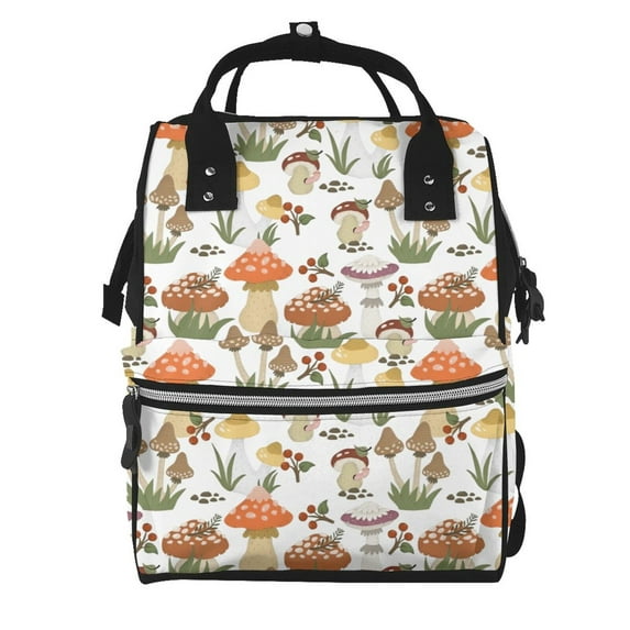 Honeii Mushrooms Pattern Mummy Diaper Bag Backpack Durable Maternity Baby Nappy Casual Shoulder Bags Travel Hiking Outdoor Pack