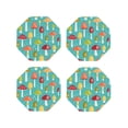 thumbnail image 1 of Honeii Mushrooms print Leather Coaster Set of 4, ideal for safeguarding your furniture from drinks spills and effortless cleanup-Octagon, 1 of 6