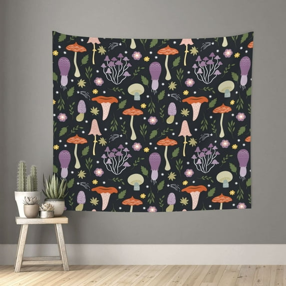 Honeii Mushrooms print Tapestry for Bedroom, Tapestry Wall Tapestry Aesthetic, Room Decor Classroom Tapestries for Living Room Dorm Room 51" X 60"