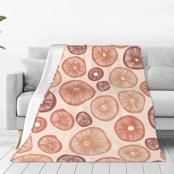 Honeii Mushrooms2 Print Fleece Blanket - Throw Blanket for Bed, Sofa, Couch, Camping, and Travel , Microplush Ultra Soft Warm Blanket-50"x40"