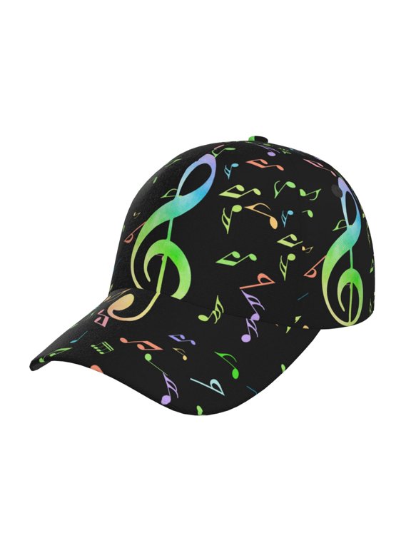 Music Notes Print Hat, Women's Baseball Hat Unisex Fit, Baseball Cap,Adjustable One Size