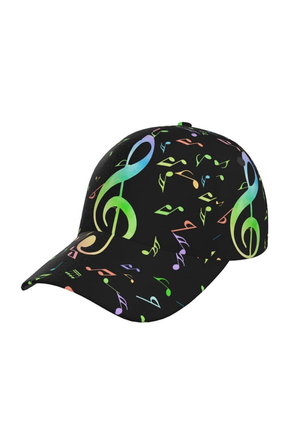 Music Notes Print Hat, Women's Baseball Hat Unisex Fit, Baseball Cap,Adjustable One Size
