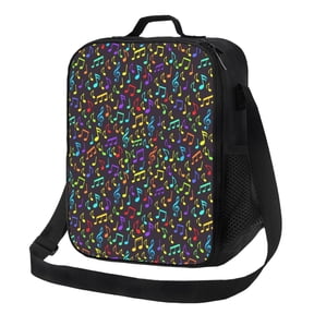 Honeii Musical Notes Print Insulated Lunch Bag, Reusable Lunch Box for Adult, Leakproof Cooler Bag for Work Office Travel Picnic