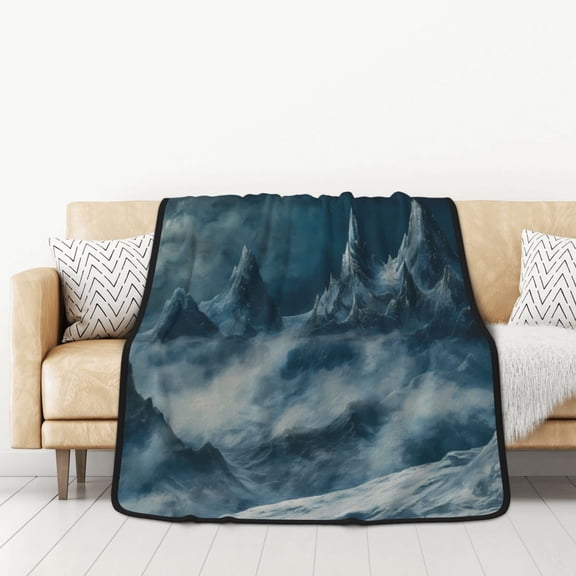 Honeii Mysterious Moonlit Mountains for Throw Blanket for Couch - Thick Blanket, Soft Fuzzy Plush Throw Blanket for All Seasons, Double Sided Blanket,50x60 In