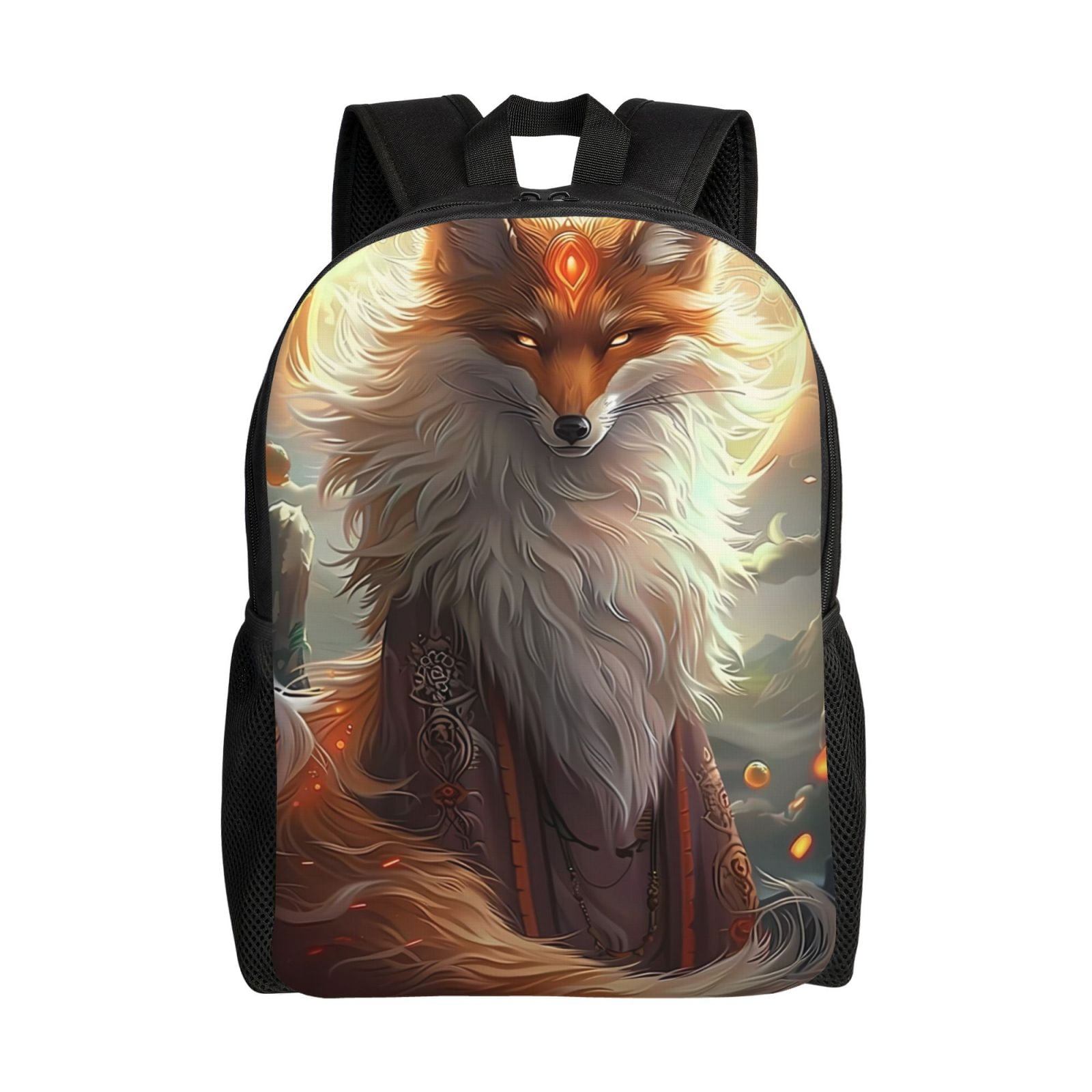 Honeii Mystic Fox With Halo Print Laptop Backpack for Work, College ...