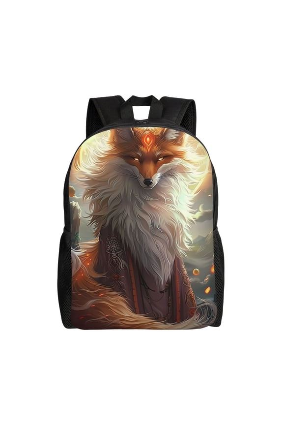 Mystic Fox With Halo Print Laptop Backpack for Work, College, Travel, Daily Backpacks for Men Women, Sport Rucksack,Computer Bag