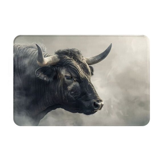 Honeii Mystical Bull in Fog Pattern Door Mat, Welcome Door Mats Outdoor Indoor, Stain and Fade Resistant, Non-Slip Entry Matfor Bedroom, Bathroom, Kitchen