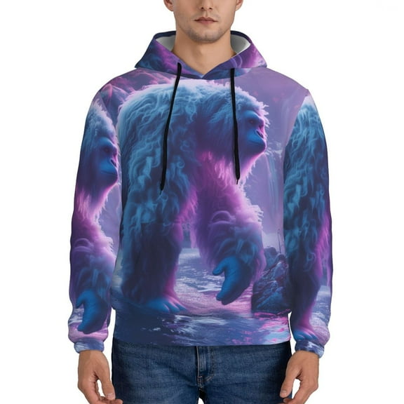 Honeii Mystical White gorilla Jungle Pattern Mens Hoodies Men's Loose Sleeve Sweatshirt,Pullover Hooded Sweatshirt for Men,Essentials Hoodie-Small