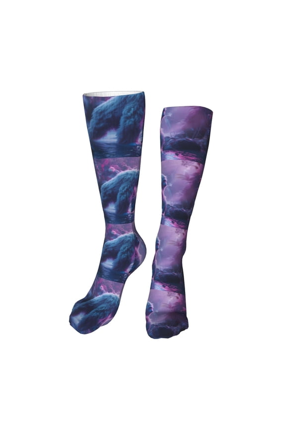 Mystical White gorilla Jungle Print Calf Socks Sports Socks Seamless Toe, Trouser Socks,Knee High Long Socks for Women and Men-One Size