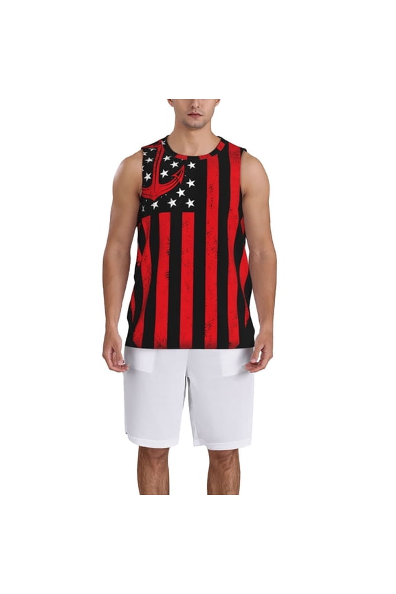 Nautical American Flag print basktball shirt for men and women, Unisex basketball jersey for Theme party-Medium