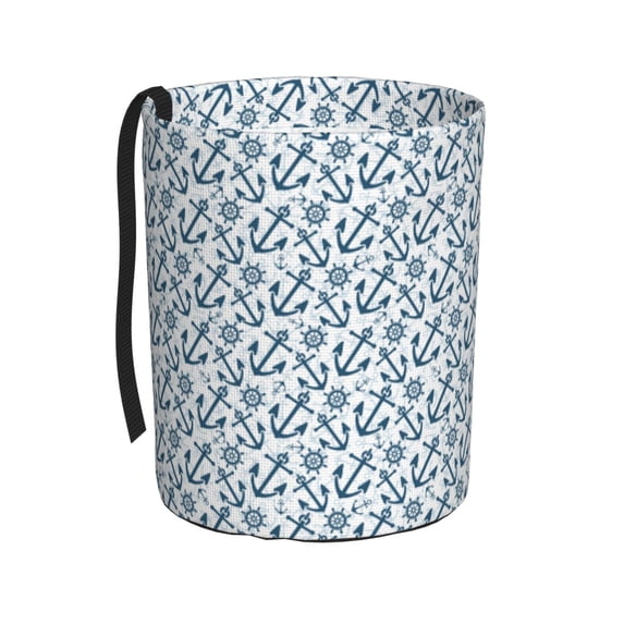 Honeii Nautical Theme Anchors Print Waterproof Car Trash Can,Waterproof Portable Collapsible Trash Can,Garbage Container fits Most Cars,SUVs,and Trucks