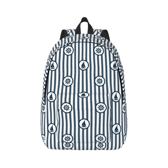 Honeii Nautical1 Print Canvas College Laptop Backpack, Durable Rucksack Travel Notebook Bag School Backpack Book Bag for Men Women-Medium
