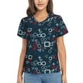 thumbnail image 1 of Honeii Navy Blue Geometric Print Women's Classic V-Neck T-Shirt,Womens Fashion Tops,Stylish Everyday Top for Women, Casual Summer Spring Outfits Clothes-Medium, 1 of 5
