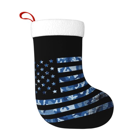 Honeii Navy Camouflage American Flag for Christmas Stocking,Large Xmas Stocking,Holiday and Family Stocking for Fireplace Christmas Holiday Party Decoration