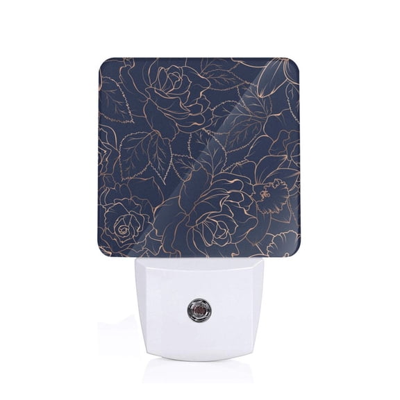 Honeii Navy Dark Blue Print LED Night Light with Light Sensor, Night Lights Plug Into Wall,Ideal for Bedrooms and Hallways-US