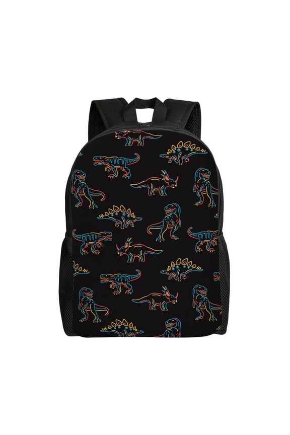 Neon Dinosaur Print Laptop Backpack for Work, College, Travel, Daily Backpacks for Men Women, Sport Rucksack,Computer Bag
