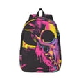 thumbnail image 1 of Honeii Neon Gothic Skull Moon Print Canvas College Laptop Backpack, Durable Rucksack Travel Notebook Bag School Backpack Book Bag for Men Women-Medium, 1 of 7