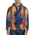 thumbnail image 1 of Honeii Neon Rabbit In Archway Pattern Mens Hoodies Men's Loose Sleeve Sweatshirt,Pullover Hooded Sweatshirt for Men,Essentials Hoodie-Small, 1 of 7