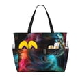 thumbnail image 1 of Honeii Neon Spectrum Cat Portrait for Tote Bag with Adjustable Strap,Beach Bag, Waterproof Sandproof Beach Tote Bag, Large Capacity Foldable Beach Bags, 1 of 7