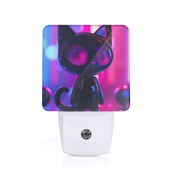 Honeii Neon Toy Cat Reflections Print LED Night Light with Light Sensor, Night Lights Plug Into Wall,Ideal for Bedrooms and Hallways-US