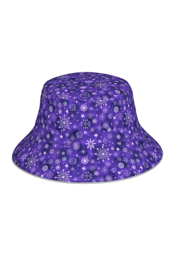 New Year Snowflakes for Unisex Bucket Hat Waterproof Rain Hat Reversible Shiny Rave Bucket Hat for Concert Festival Boonie Cap