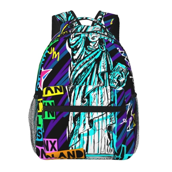 Honeii New York City Print Backpack for Both Men and Women, Basic Bookbag for College, Work, or Travel,Rucksack Computer Bag-One Size