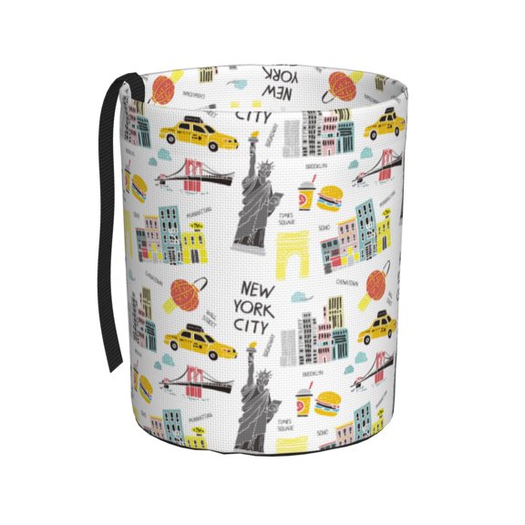 Honeii New York Print Waterproof Car Trash Can,Waterproof Portable Collapsible Trash Can,Garbage Container fits Most Cars,SUVs,and Trucks