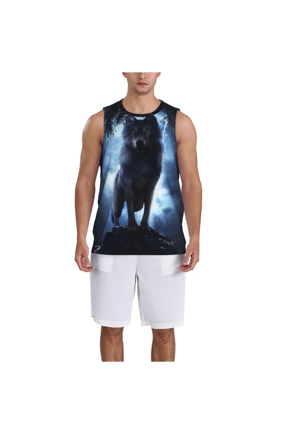 Night Scene of Wolves print basktball shirt for men and women, Unisex basketball jersey for Theme party-4X-Large